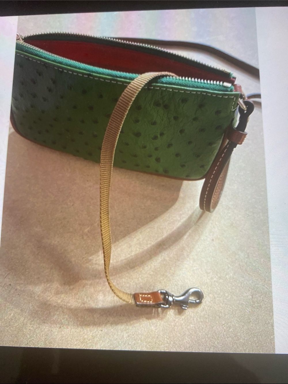 Dooney & Bourke Green Ostrich-Embossed Crossbody Bag- EUC - Picture 9 of 15